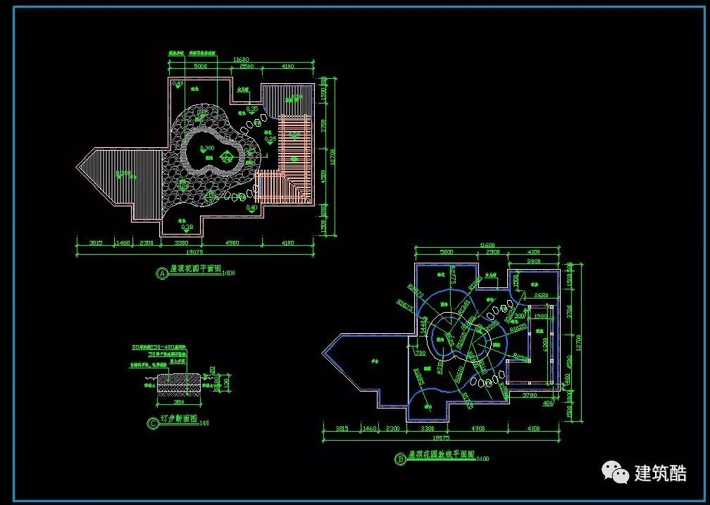 屋顶花园cad施工图景观设计方案(95套)