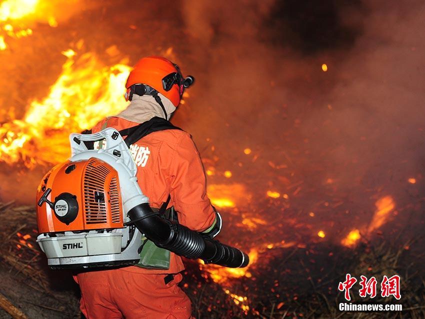 森林消防员正在进行火演练前期准备. 刘栋 摄