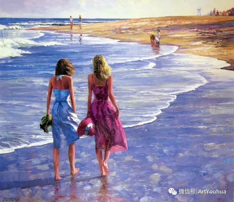 海滩风情油画美国画家howardbehrens