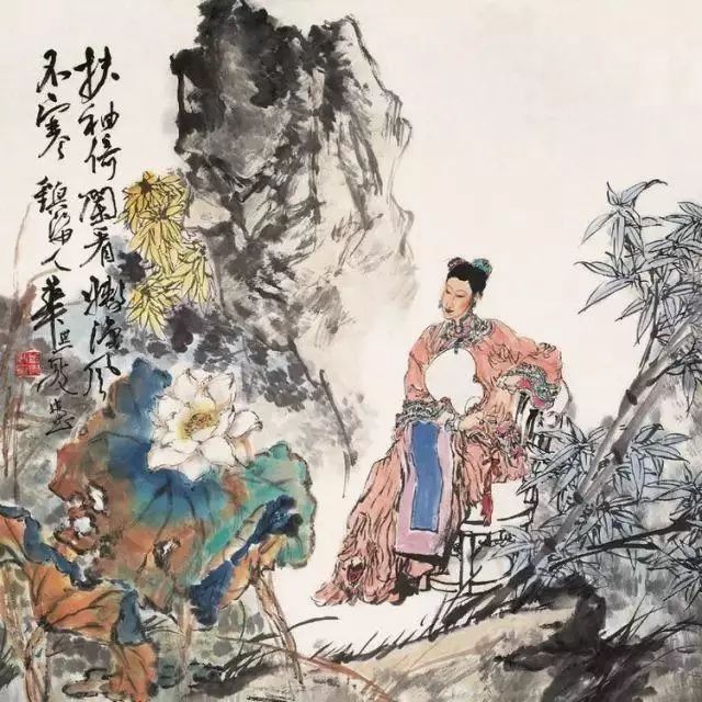 华其敏与其父亲不同的是,他主要致力于水墨人物画创作,取材广泛,立意