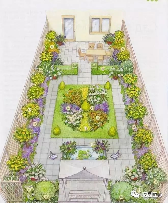 国外长方形花园设计布局图美观实用