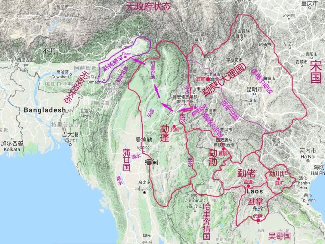 渡宏水(怒江),鸠水(伊洛瓦底江),经胡康谷地,那加丘陵,抵达布拉马普特