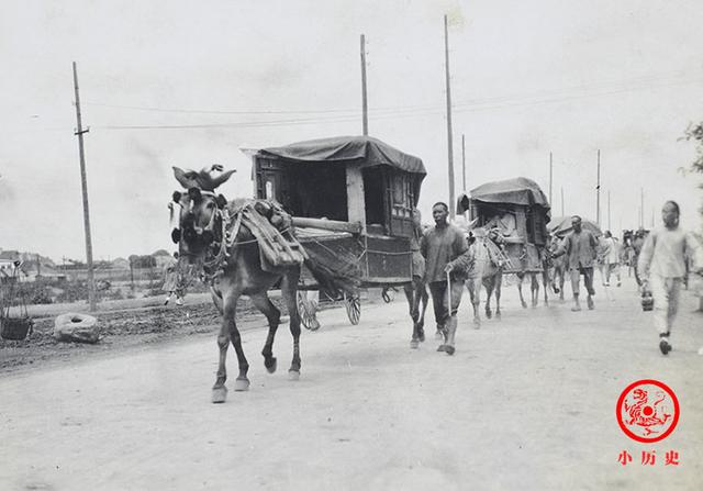 1911年,北京街头的驮轿.