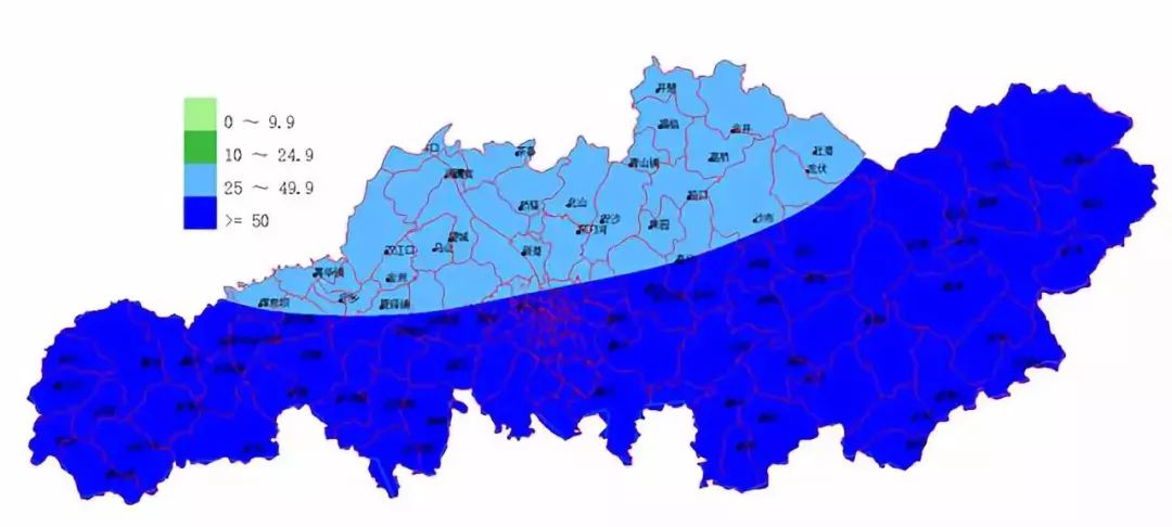 长沙20日08时～22日08时降水量预报图(单位:毫米)