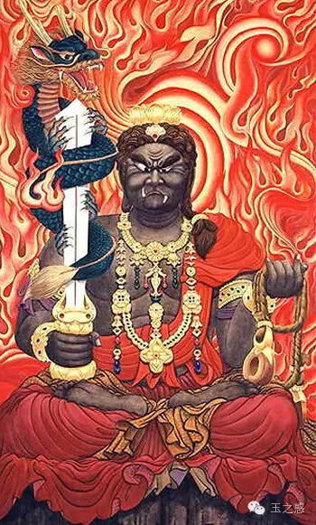 真言:唵-缚日罗-驮傻  不动尊菩萨是八大守护神之首,是理性的象征,是