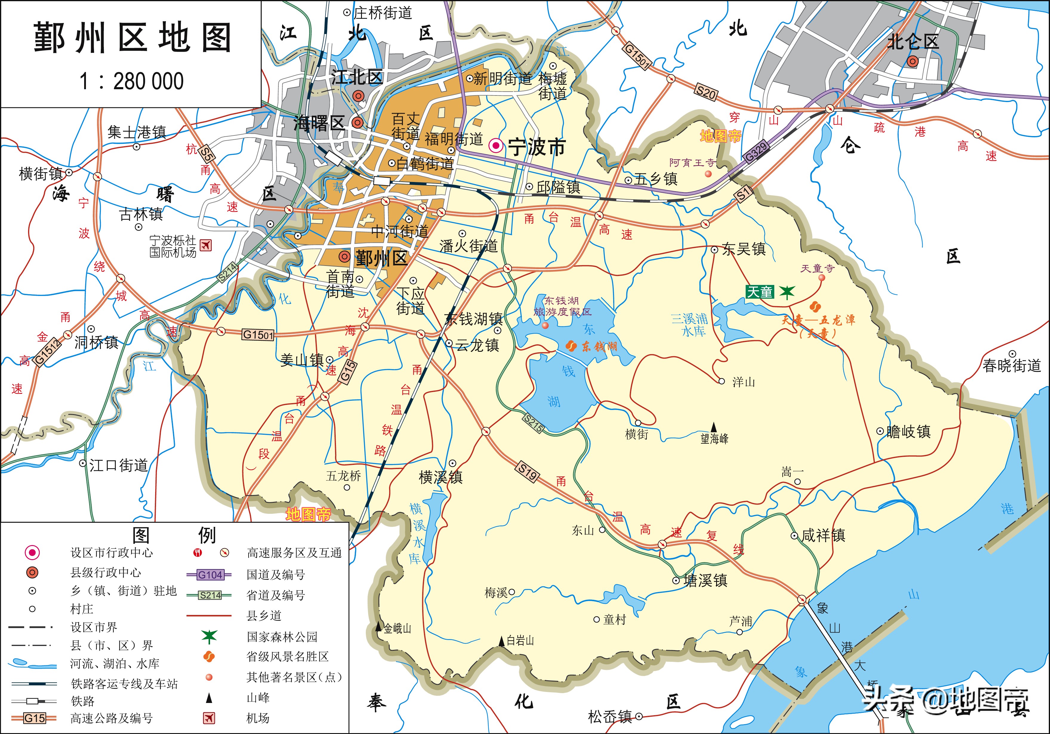 浙江宁波6区高清地图,越王勾践曾在此筑城