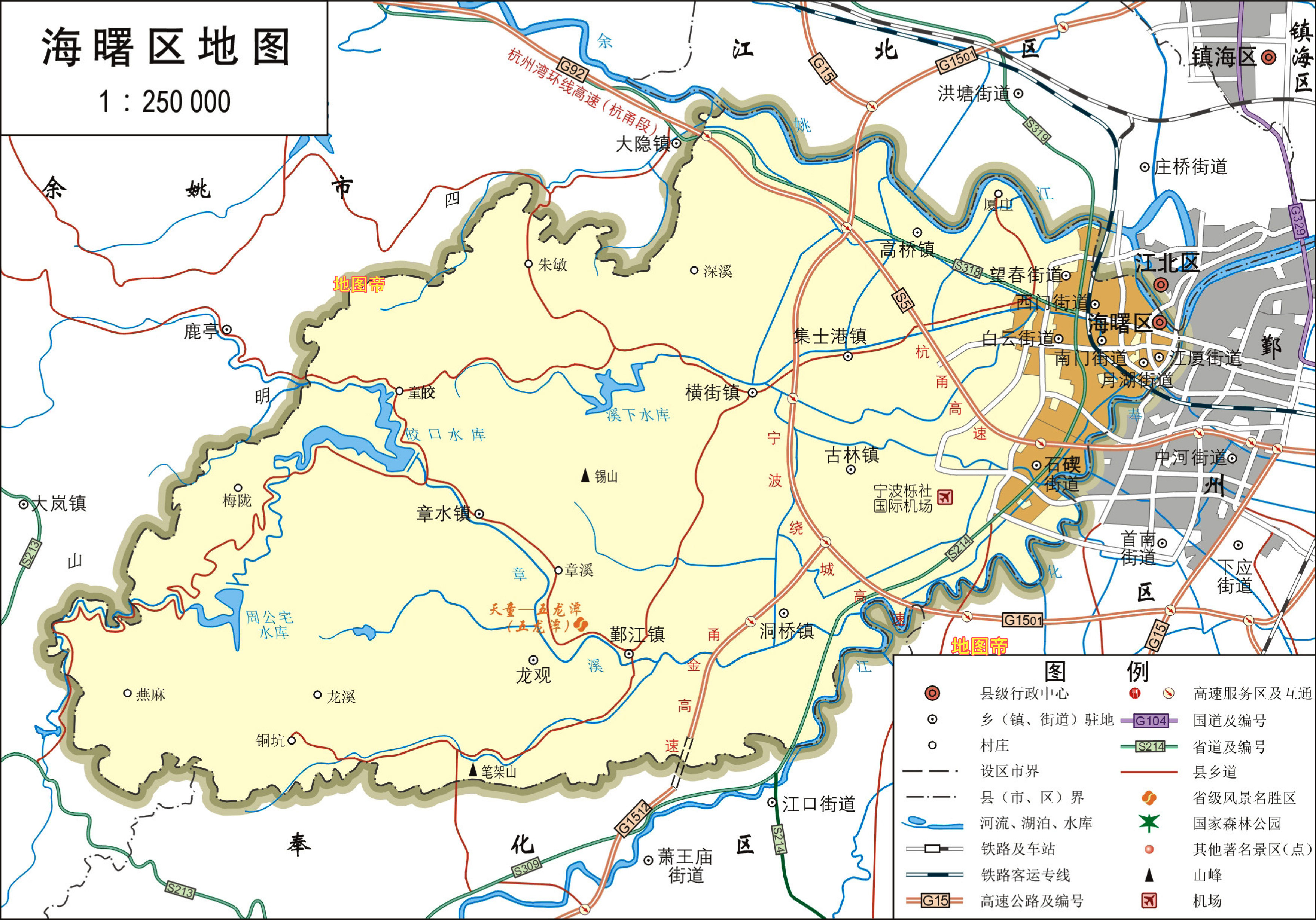 浙江宁波6区高清地图,越王勾践曾在此筑城