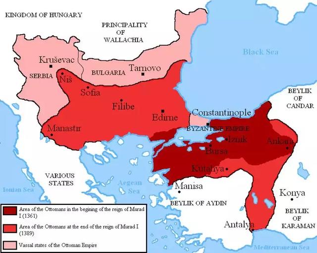 穆拉德一世时期的奥斯曼帝国版图