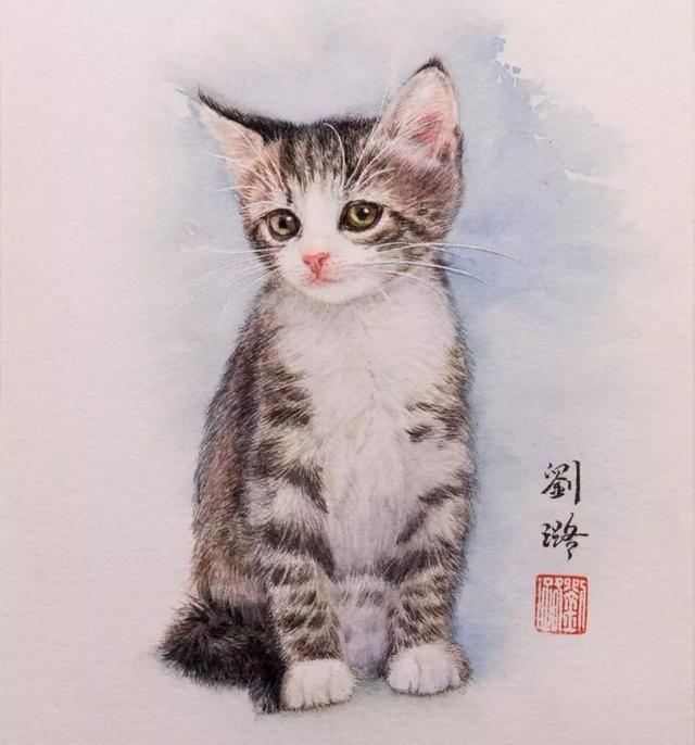 卷首语: 今天的教程是一只可爱的水彩猫咪,如何画好猫咪毛发的细节很