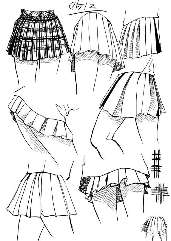 动漫短裙的画法教程，百褶裙这样画才好看！