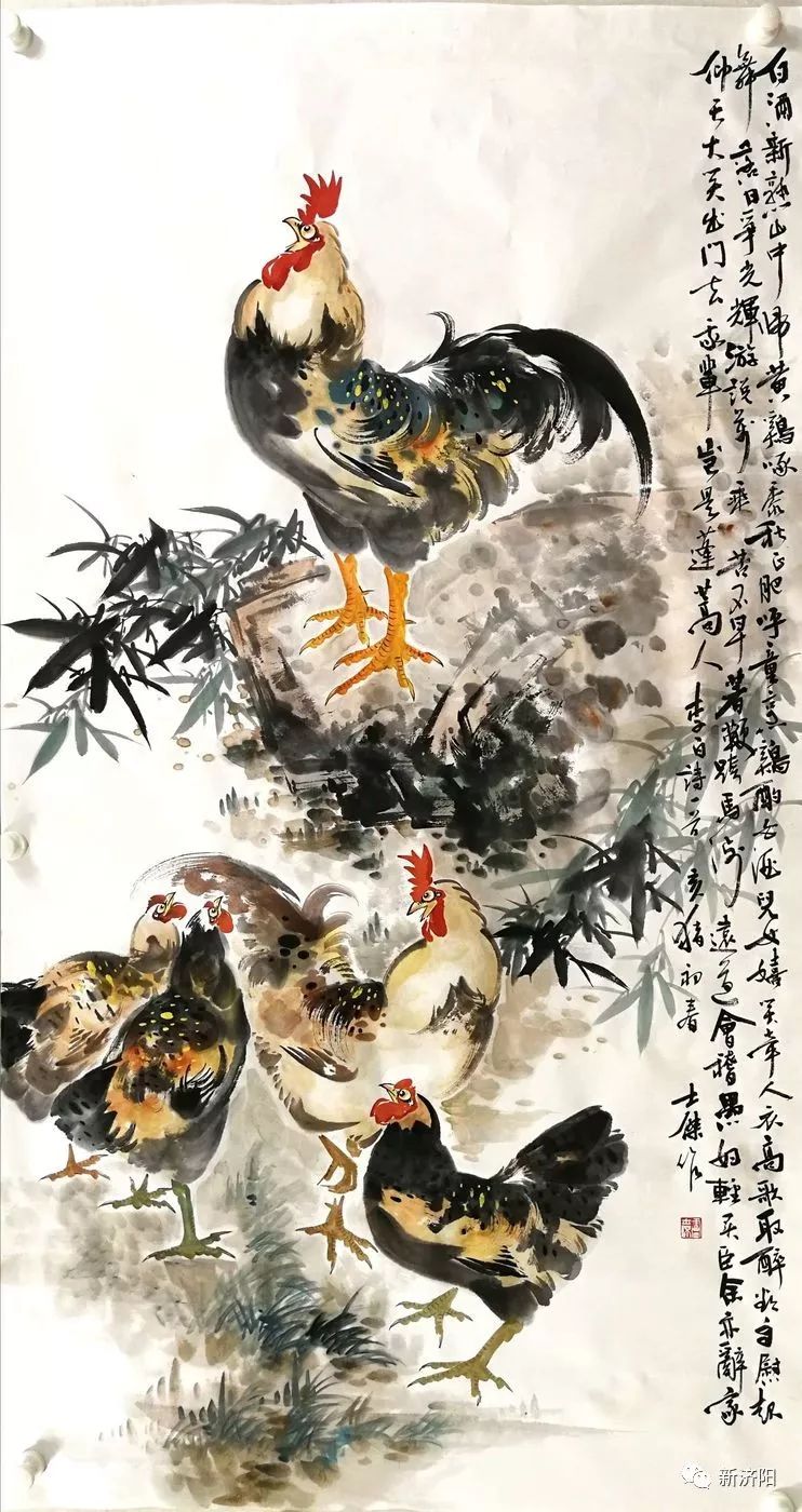 新济阳欣赏济阳这名画家画的大公鸡闻名全国被多国友人收藏