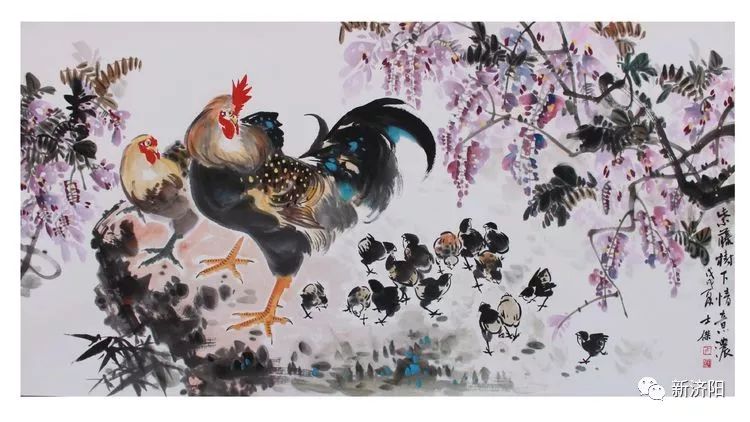 新济阳欣赏济阳这名画家画的大公鸡闻名全国被多国友人收藏