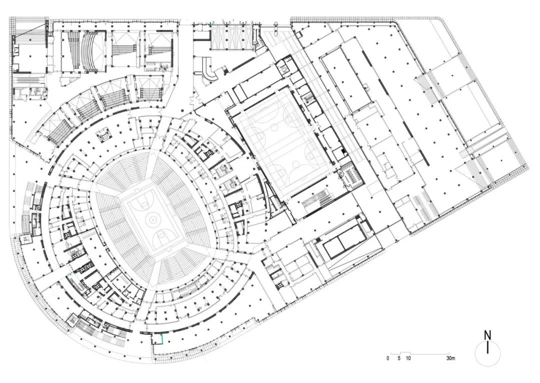 体育馆一层平面图  gmp architects