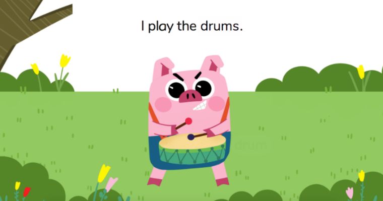 i play the drums. 我打鼓