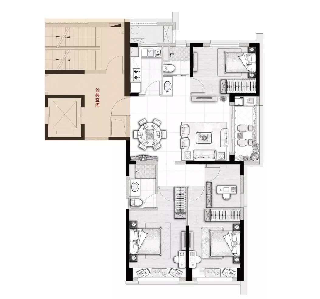 建面约130m户型图