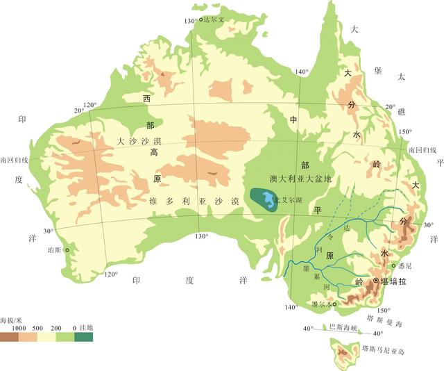 而大分水岭西侧的墨累-达令盆地是澳大利亚重要的"混合农业"分布区