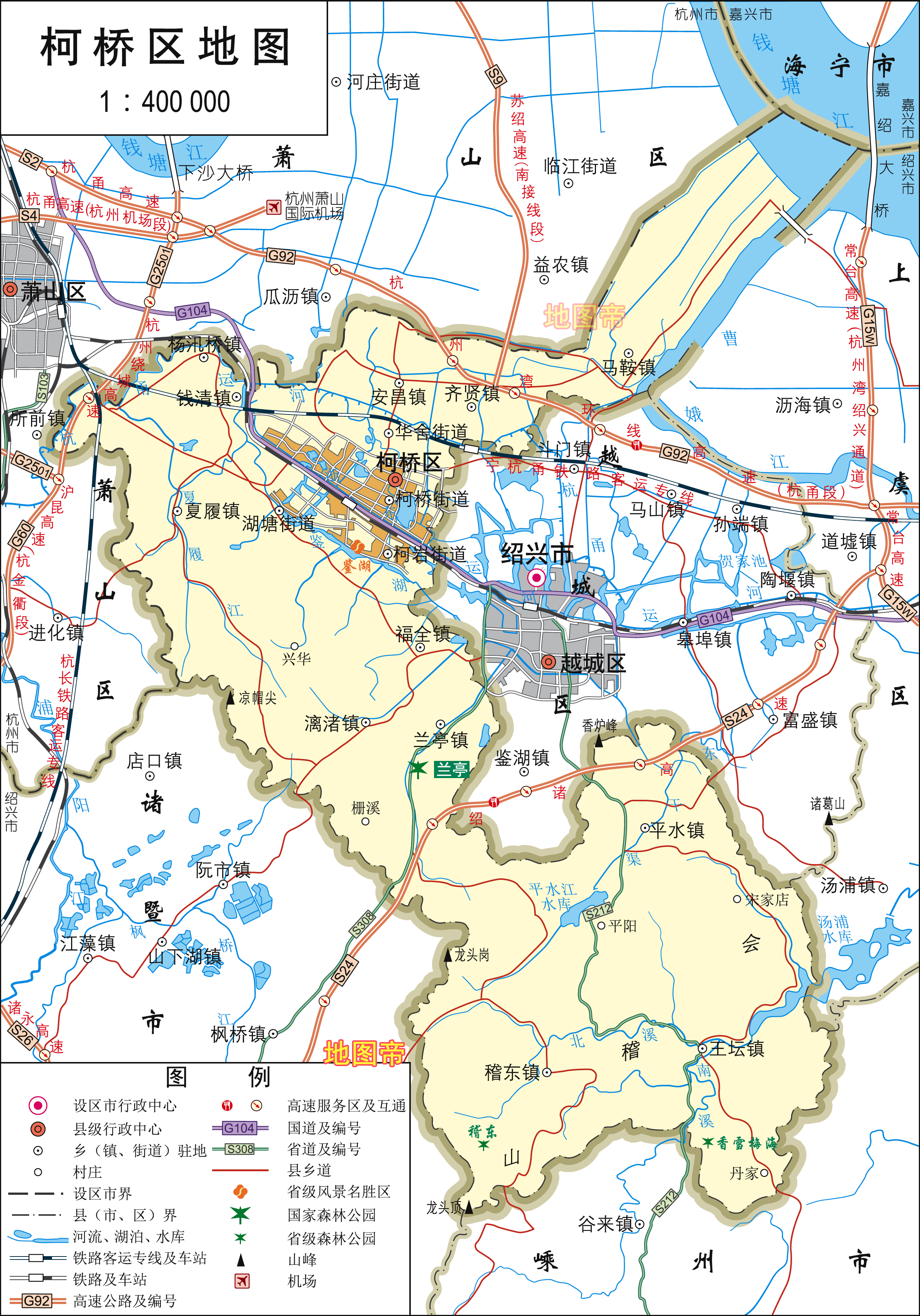 浙江绍兴3区1县2市高清地图美女西施的老家在此