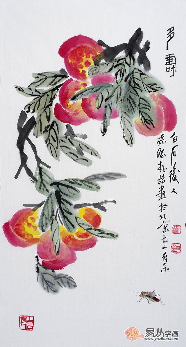 作为点题标志,寿桃进入国画花鸟画中,成为给老人祝寿送礼的必备选择.