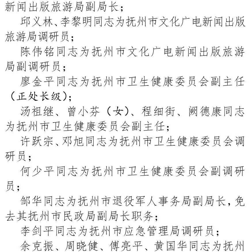 抚州一批领导干部职务任免!