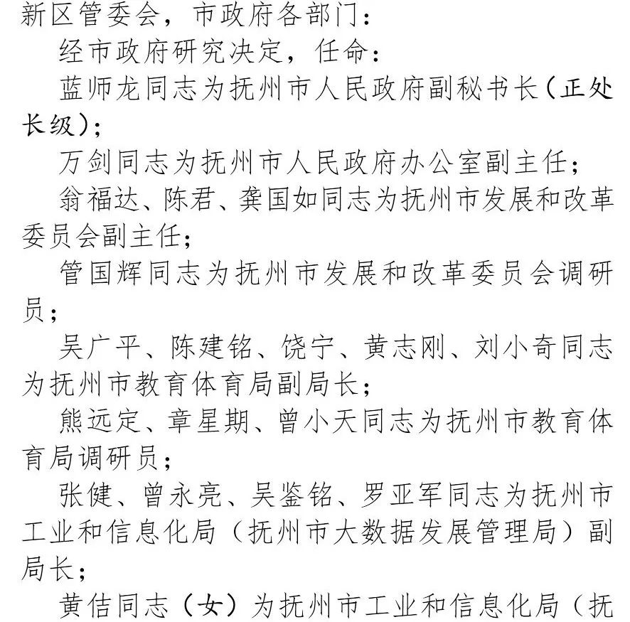 抚州一批领导干部职务任免!