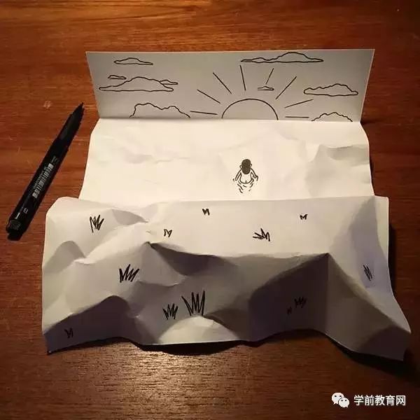 创意手工折折画画撕撕a4纸也能玩出3d感