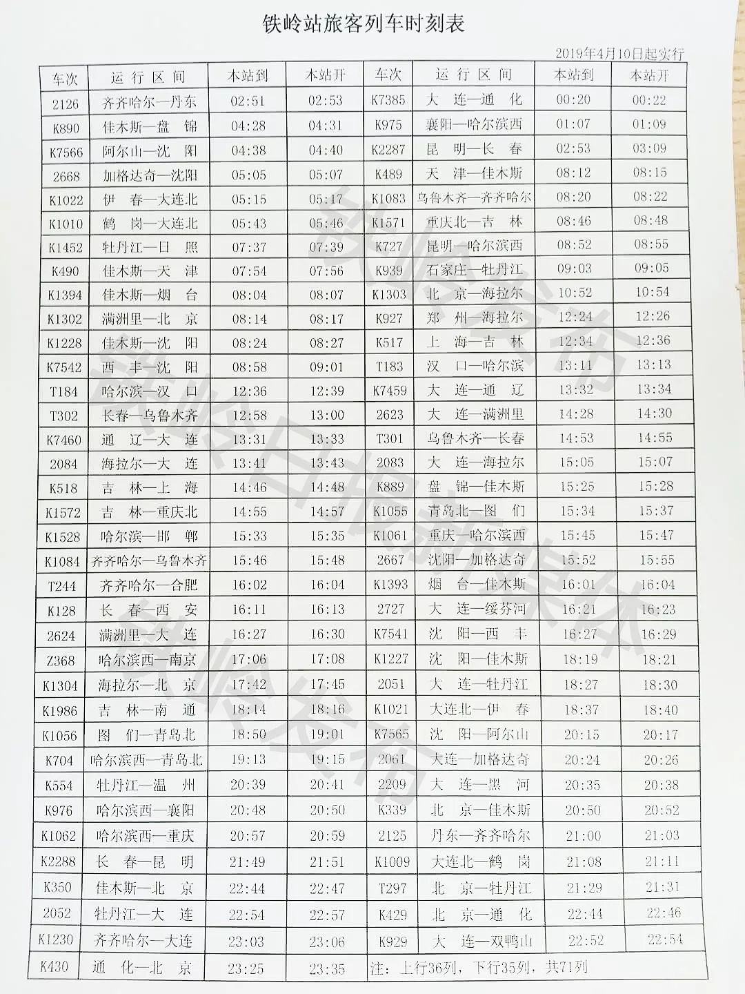 【关注】4月10日起铁路大调图 铁岭站和铁岭西站车次啥变化 看这里