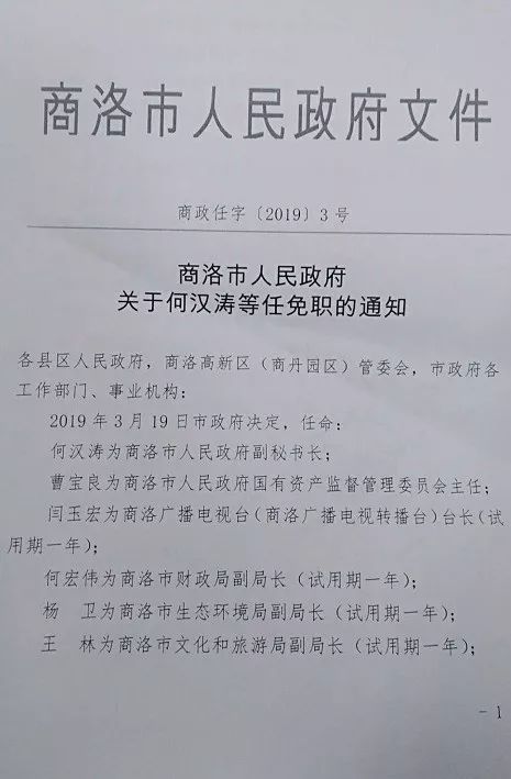 市政府一批人员任命_商洛市