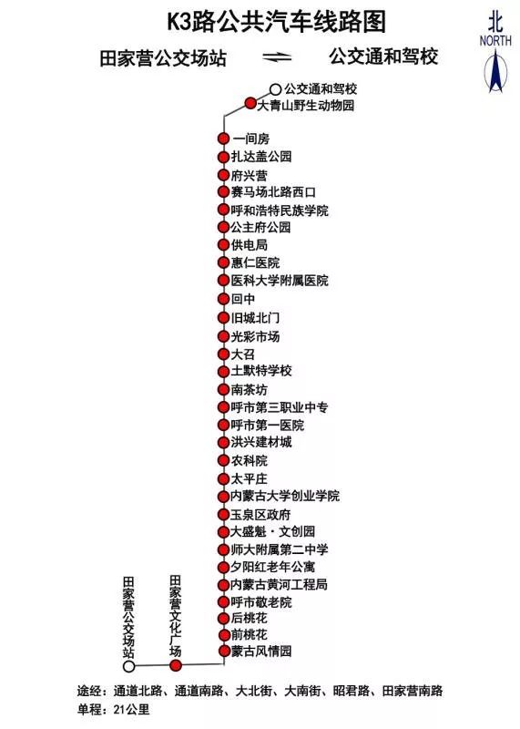 晚19:00收车 票 价:一元,卡证有效 ●  调整k3路 ●  ●  恢复原线路