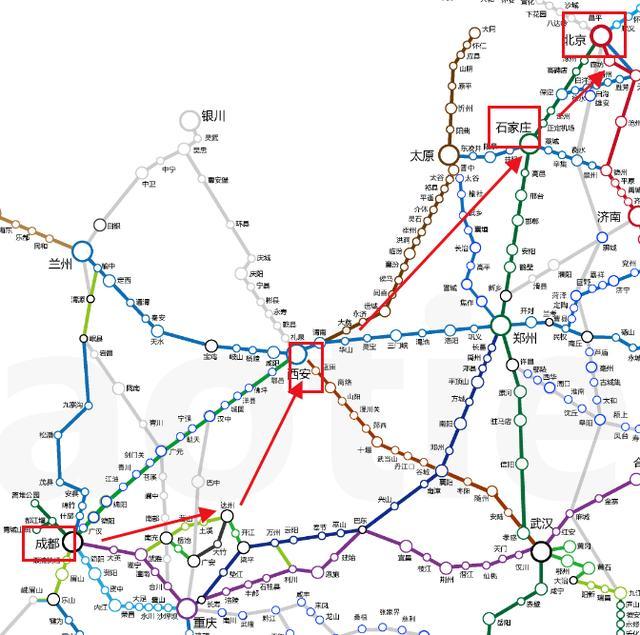 图片来源高铁网【成都至贵阳昆明南下大通道等】 "成南达万高铁"正线