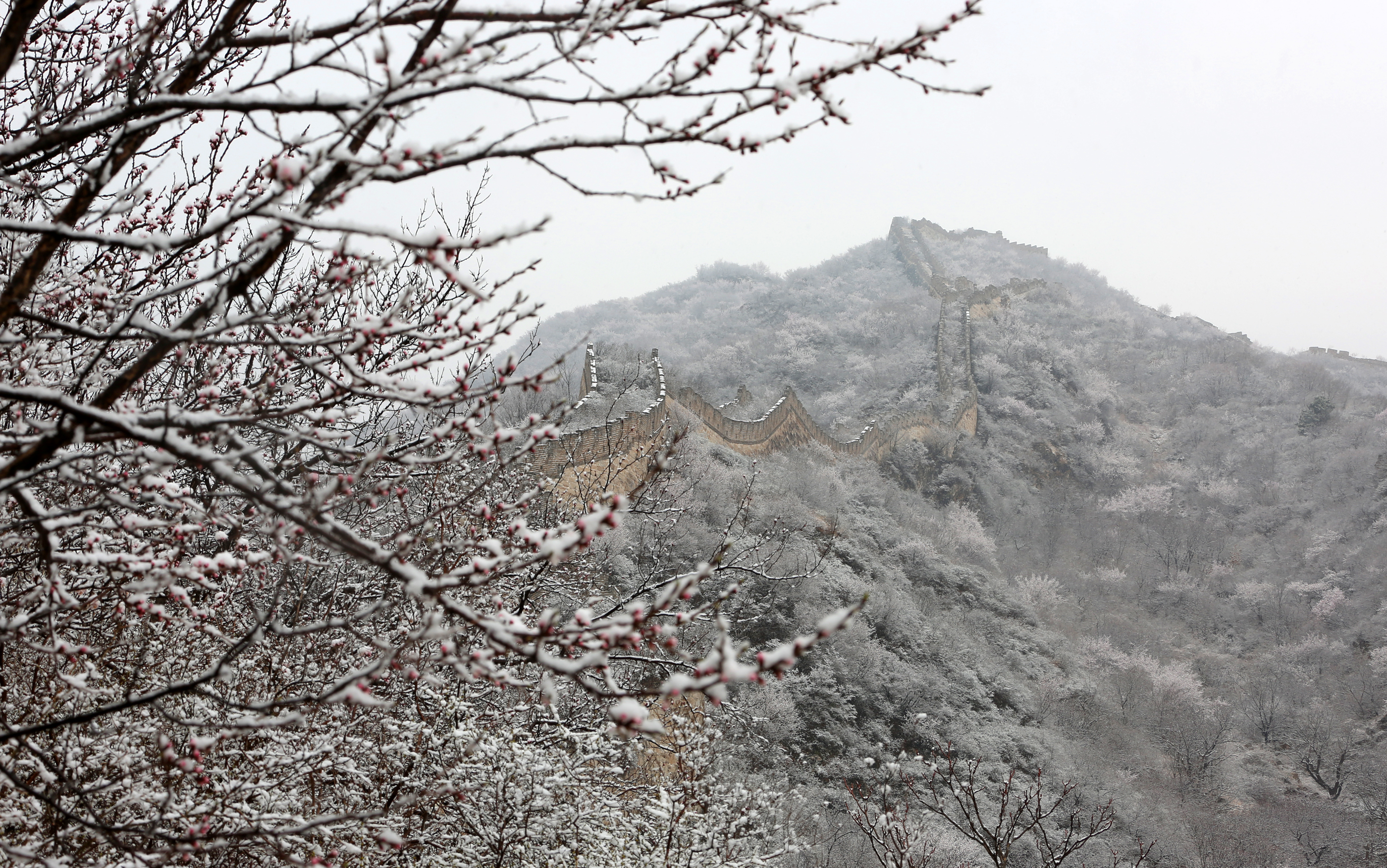 春雪落长城