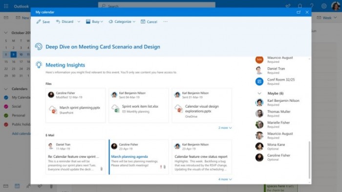 [圖]網頁端Outlook引進智能功能：幫忙用戶公道安排和跟進會議 科技 第1張