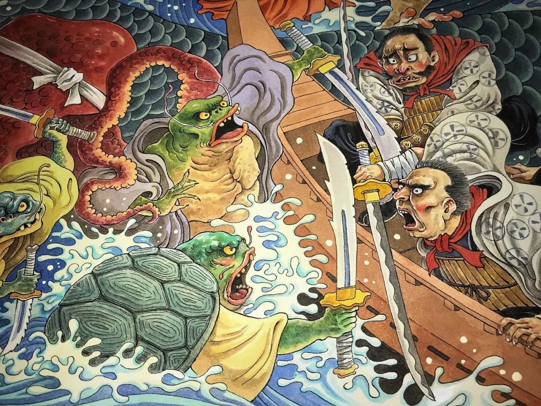 《蟾王平海乱》浮世绘风格走起《福寿安康》到年底了,画张年画挂挂会