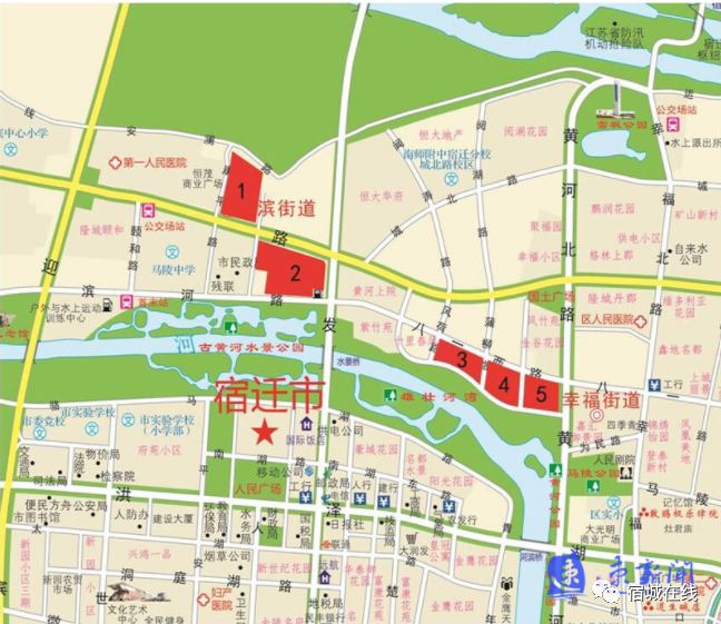 地块6是原河滨新村地块,古黄河水景公园,金鹰购物中心,大润发超市遍布