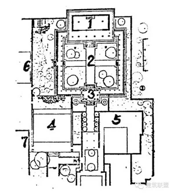 纪念堂总平面图1.纪念堂 2.鉴真院 3.碑亭 4.大雄宝殿 5.悟轩6.