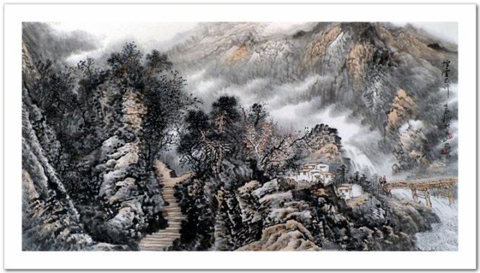 浑然天成中国画家李山楼山水画作品赏析