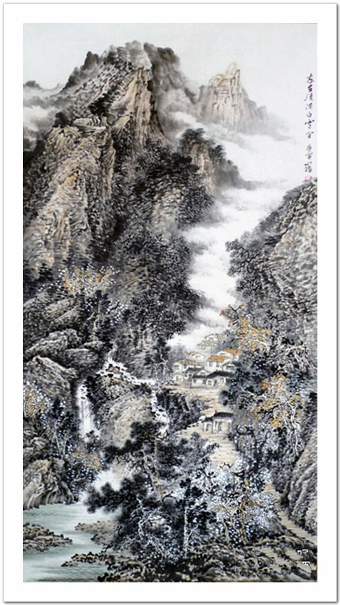 浑然天成中国画家李山楼山水画作品赏析