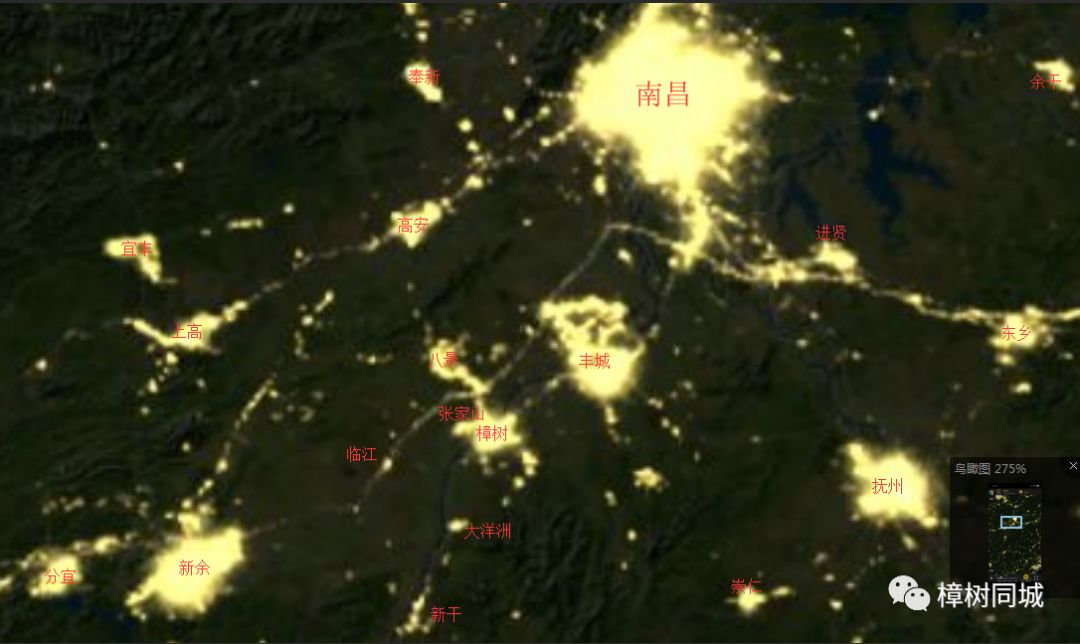 卫星夜景图怎么看江西