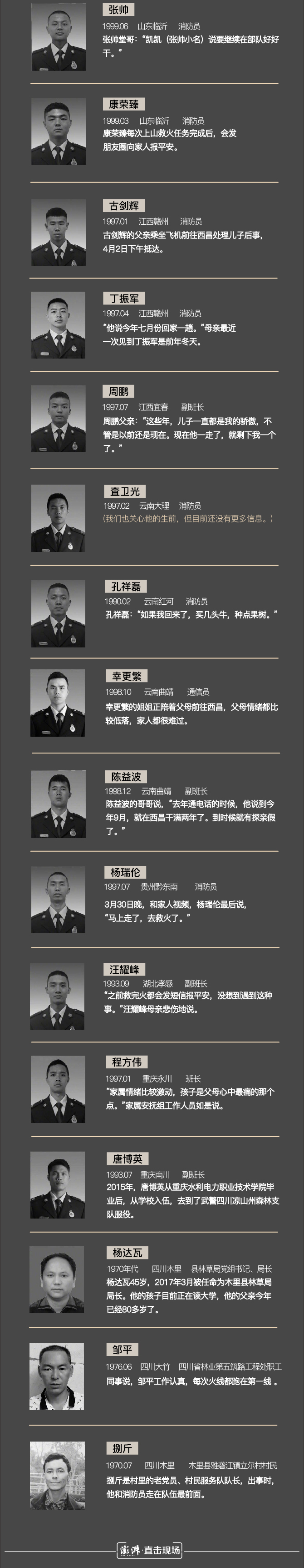 凉山蹈火英雄生前事｜30个生命定格了，30段记忆将长存