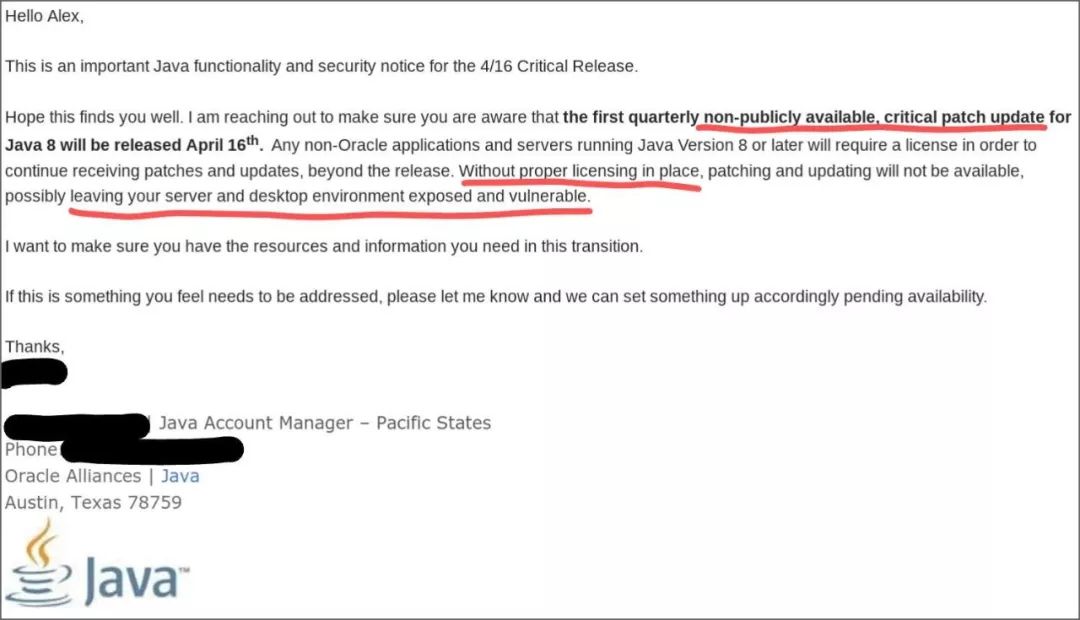 Oracle 警告java 8 用户 不交钱你就不安全 许可