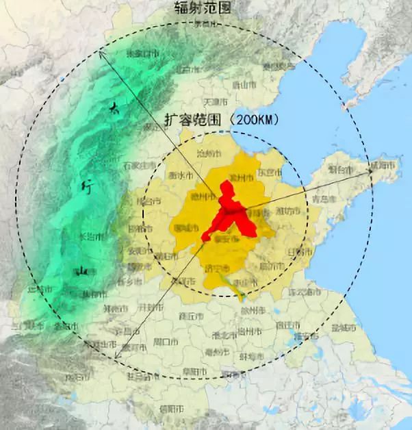 济南都市圈潜在扩容与辐射范围图