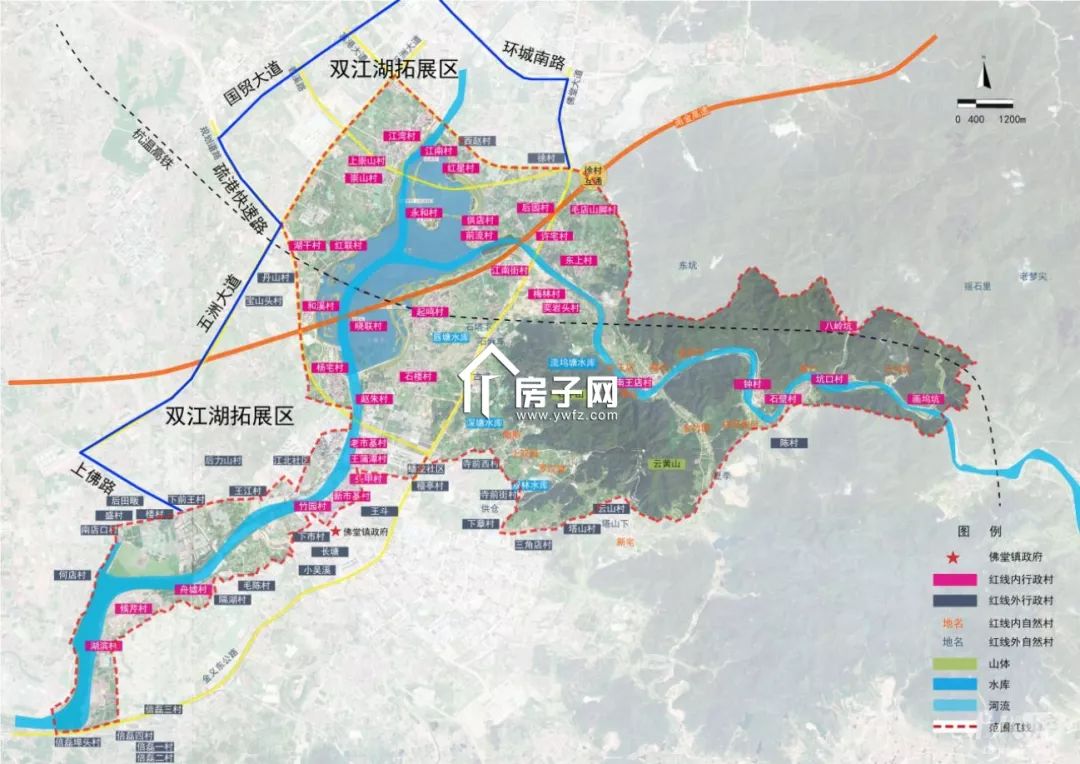 佛堂省级旅游度假区范围加上双江湖拓展区,东至东阳市与义乌市交界处