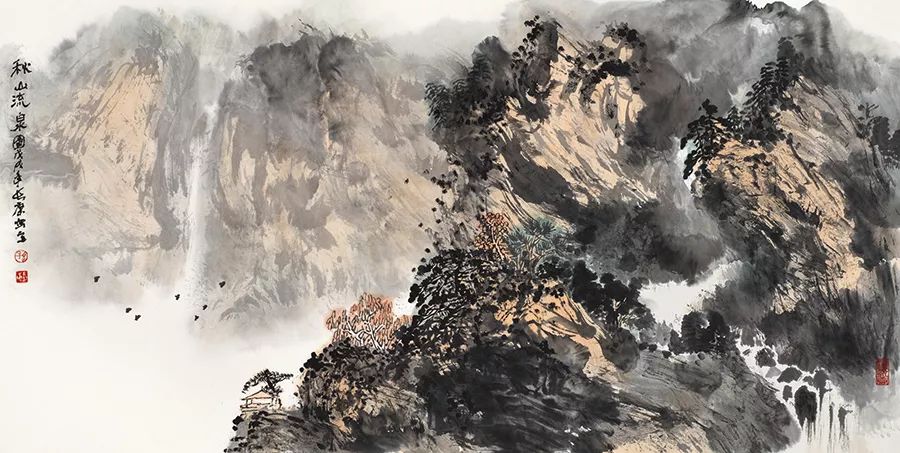 三品园丁品画录(三)· 孙长康《秋山流泉图》_山水画