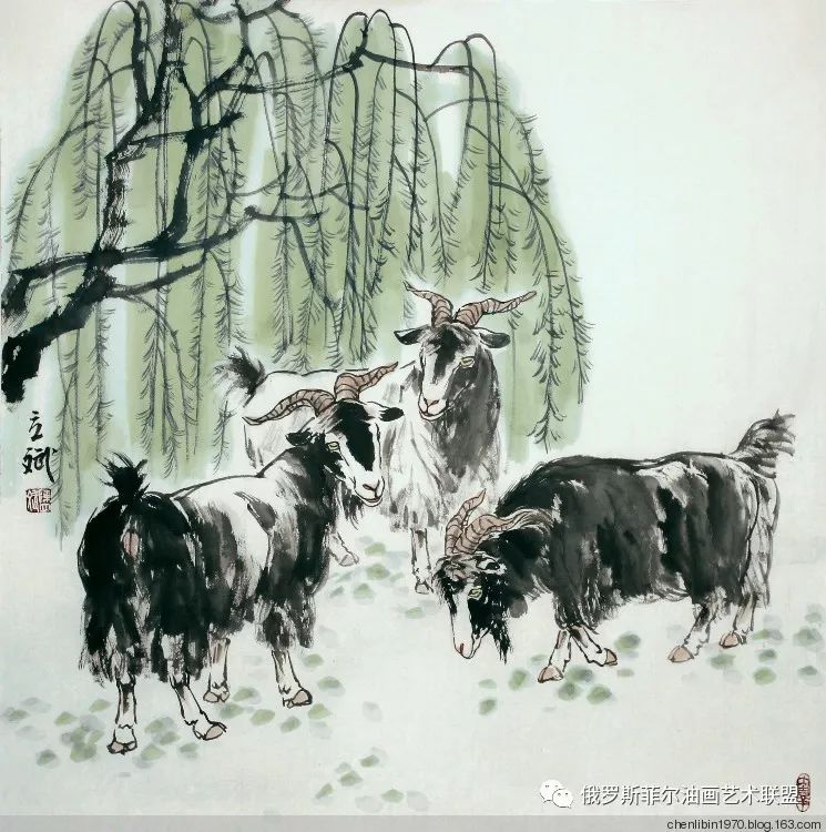 中国画家陈立斌画羊国画作品欣赏【一】