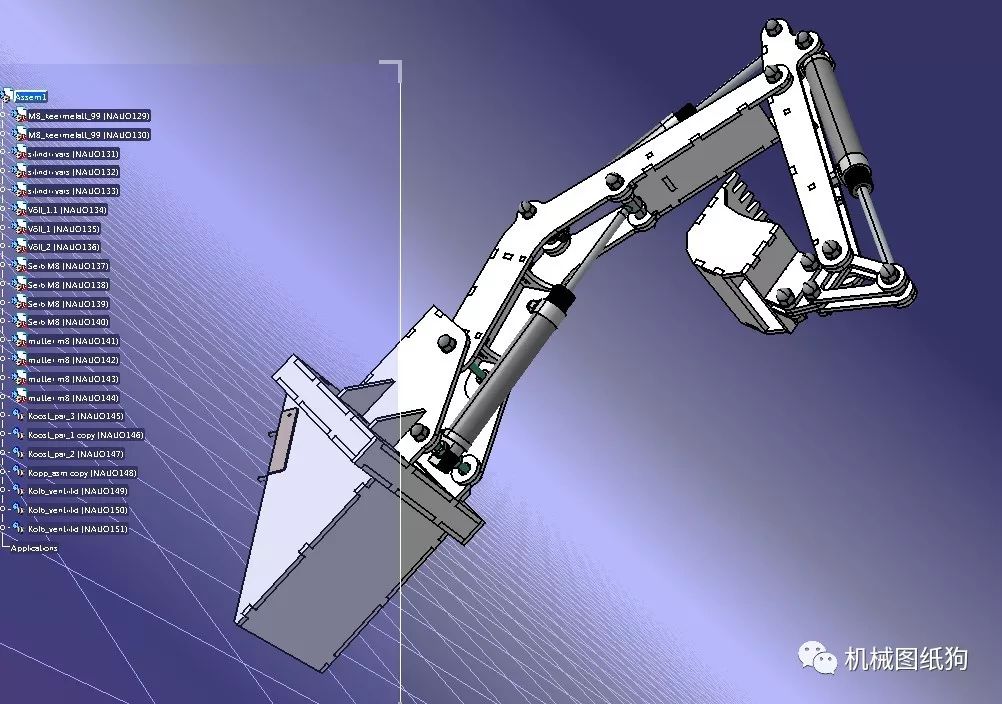 【工程机械】挖掘机抓斗伸缩臂玩具模型图纸 s igs格式