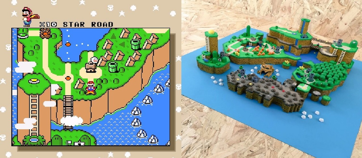 高度还原,手工达人自制《超级马里奥世界》3d模型地图