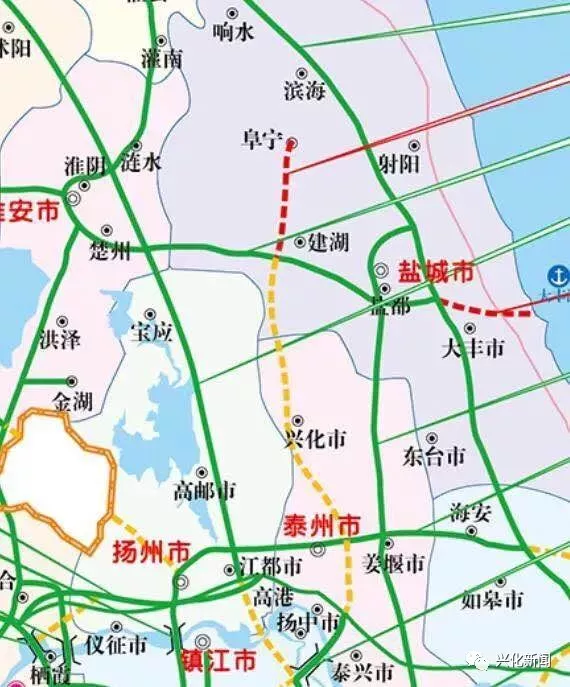 其中兴化境内长36.6公里,途径中堡,沙沟,千垛,开发区(临城街道).