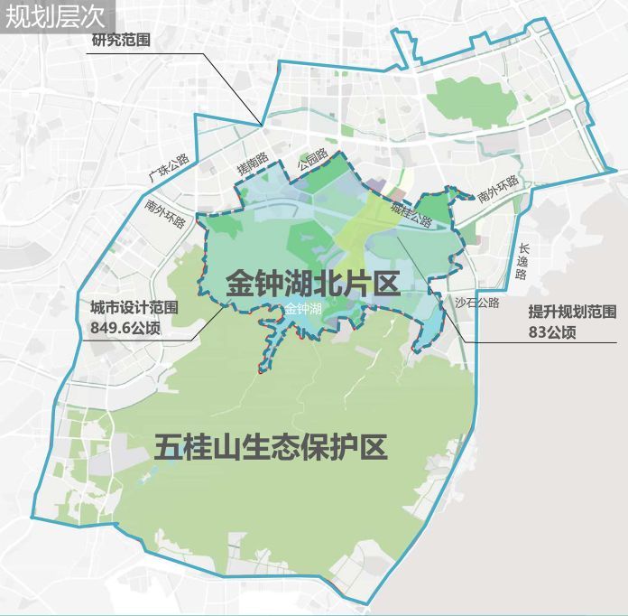 金钟湖片区位于粤港澳大湾区西岸,中山市中部,五桂山以北,片区范围内