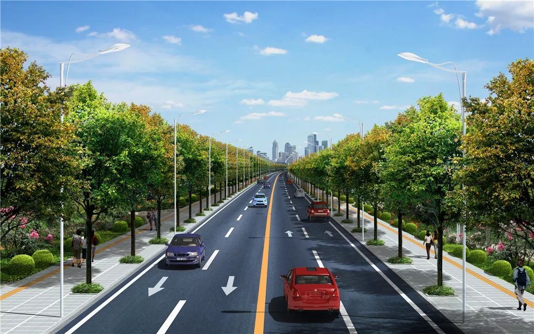 792米,道路红线宽度25米,为城市次干路,规划为双向四车道,设计时速30