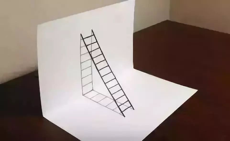我们从最简单的画立体的梯子,来了解折出来的立体3d画吧!