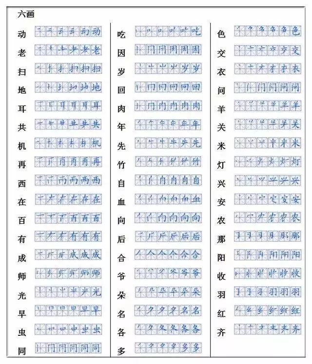 小学一二年级语文700个汉字的正确书写顺序表,建议收藏!